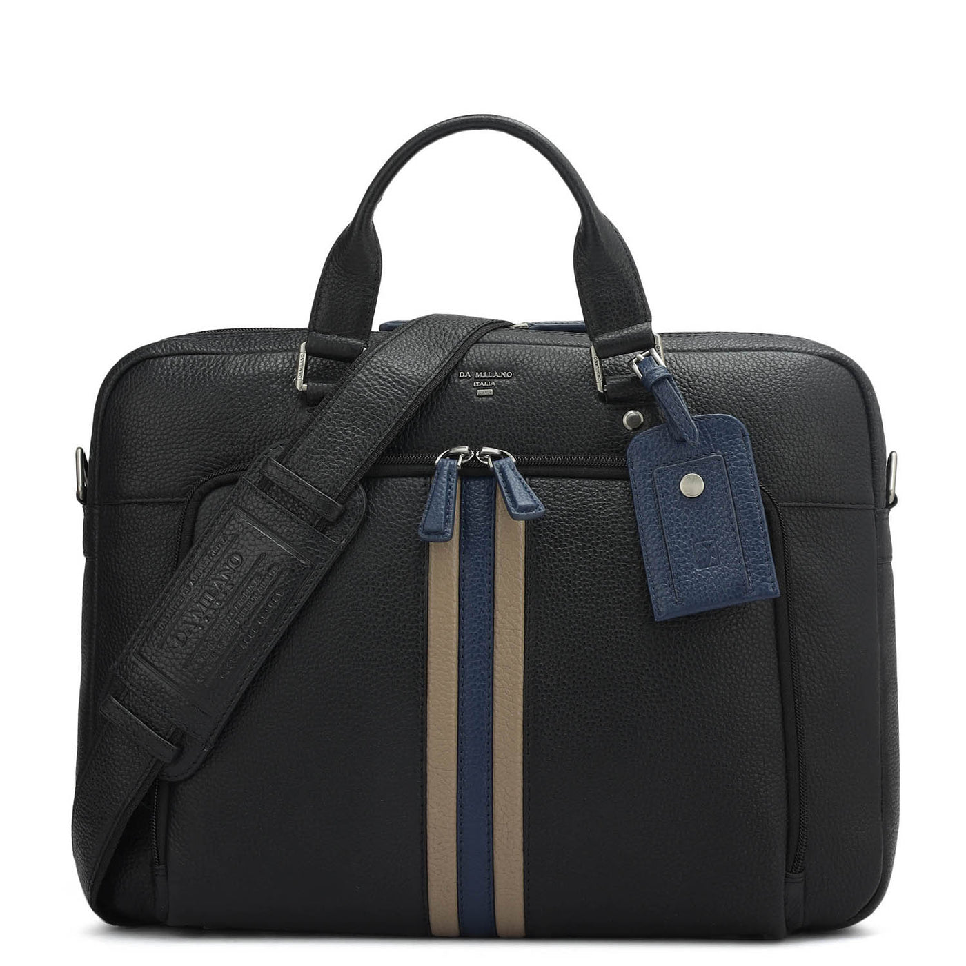 Wax Leather Laptop Bag - Black