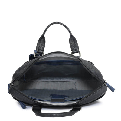 Wax Leather Laptop Bag - Black