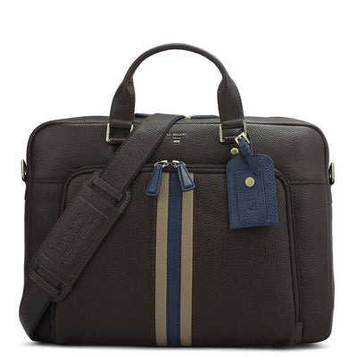 Wax Leather Laptop Bag - Chocolate