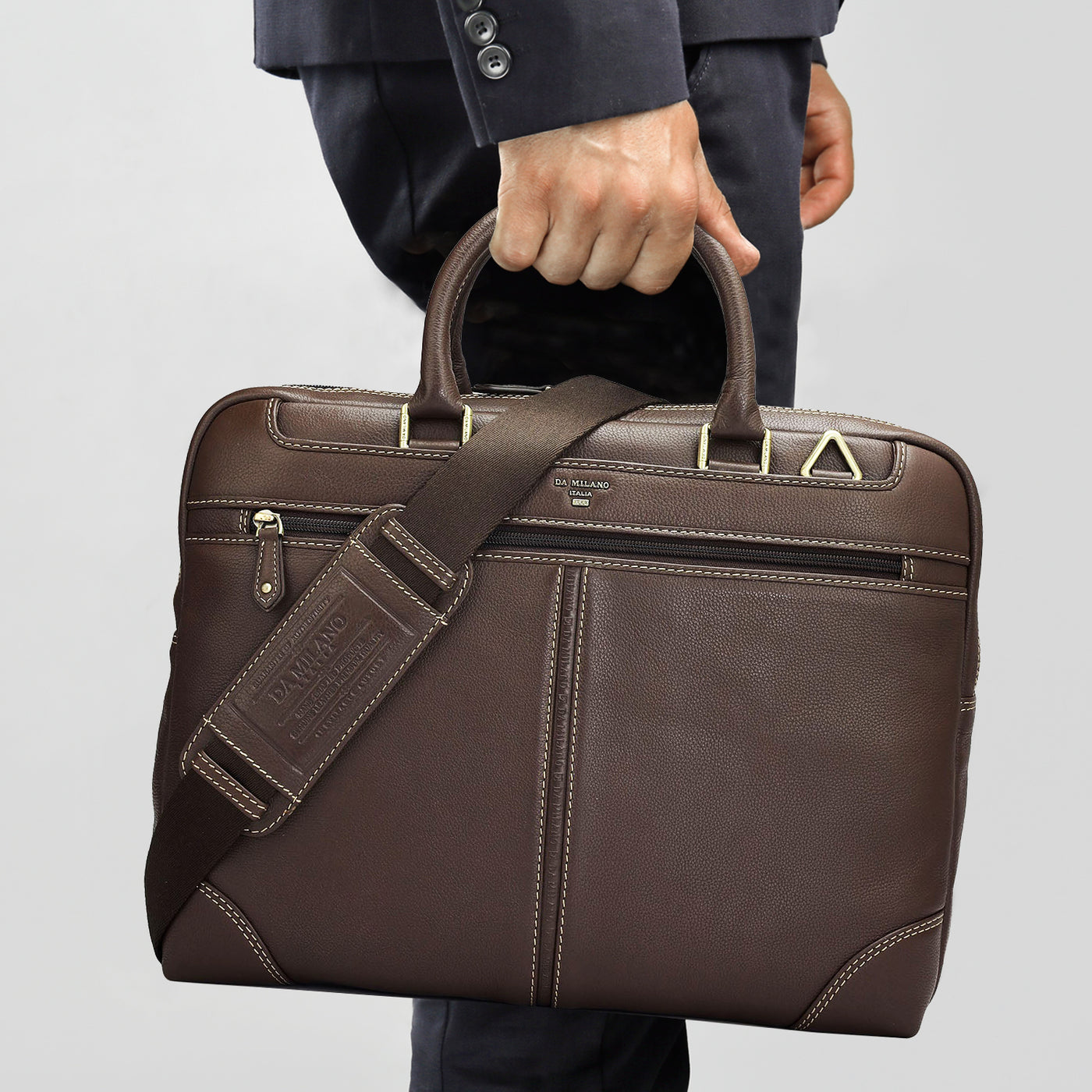 Vianna Leather Laptop Bag - Chocolate