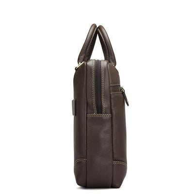 Vianna Leather Laptop Bag - Chocolate