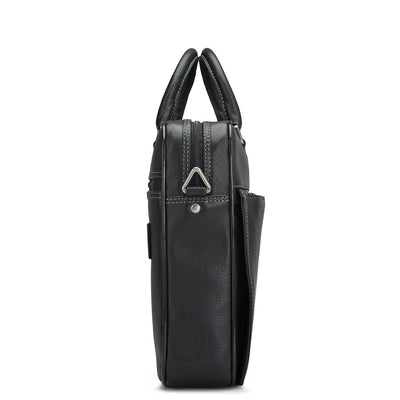 Vianna Leather Laptop Bag - Black