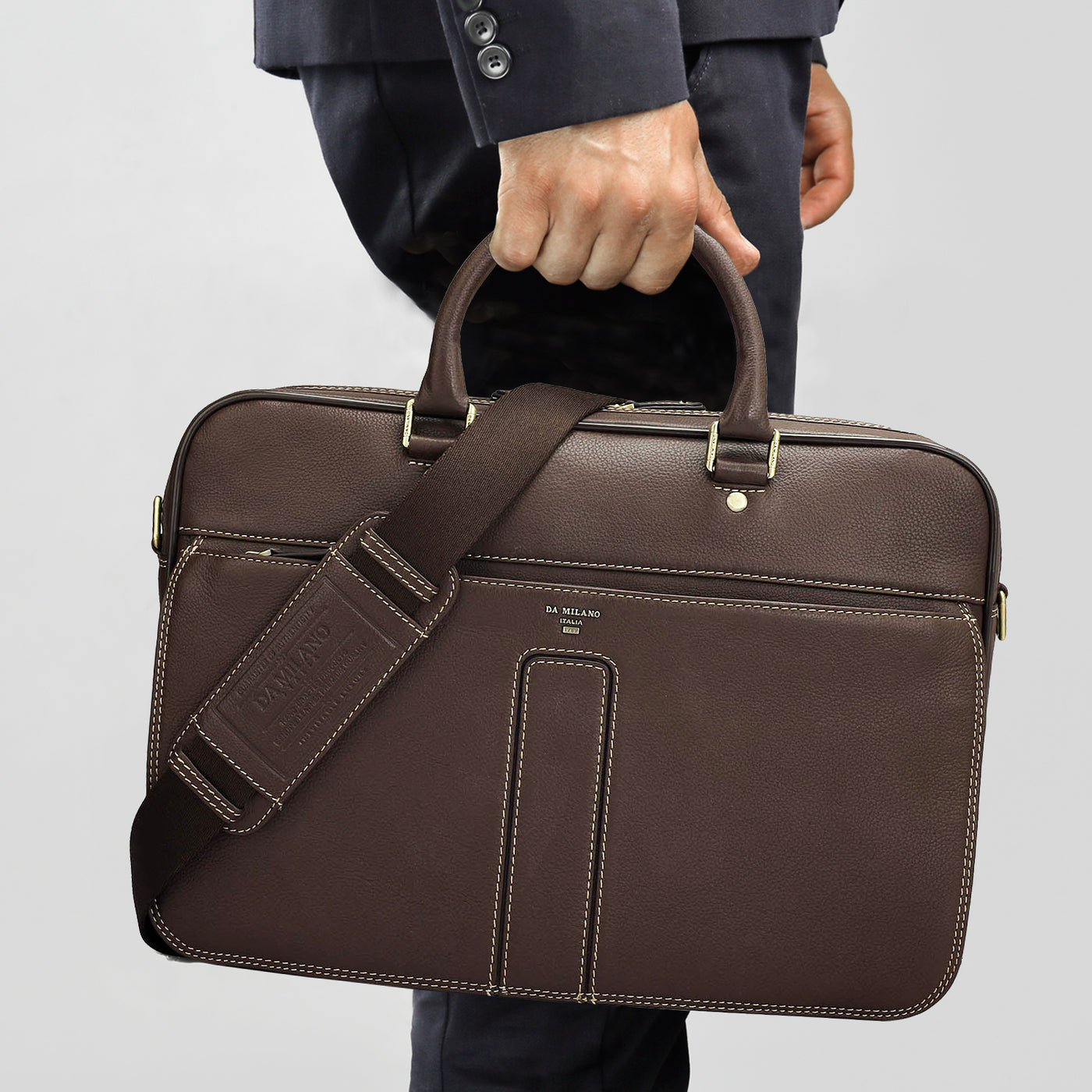 Vianna Leather Laptop Bag - Chocolate