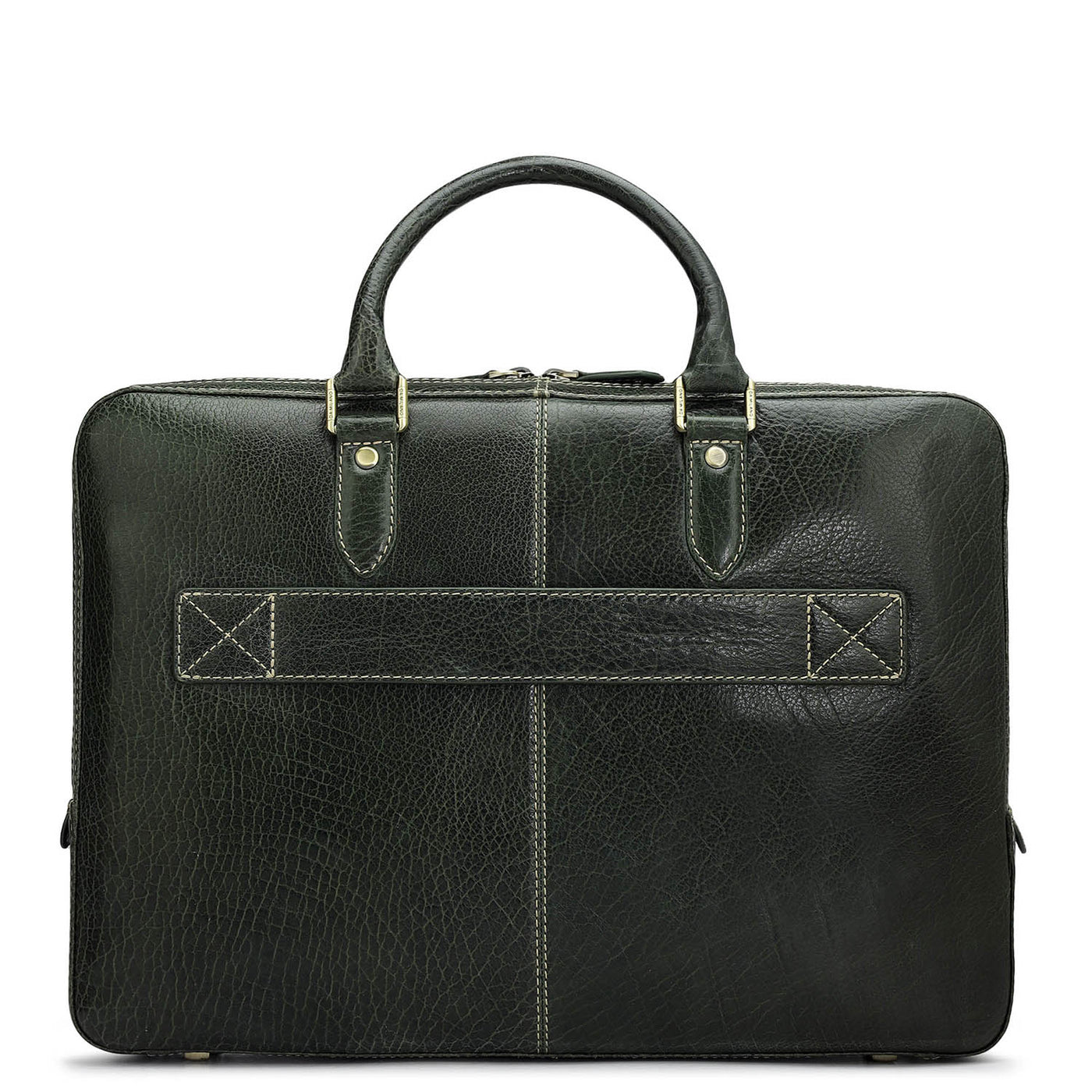 Elephant Pattern Leather Laptop Bag - Green