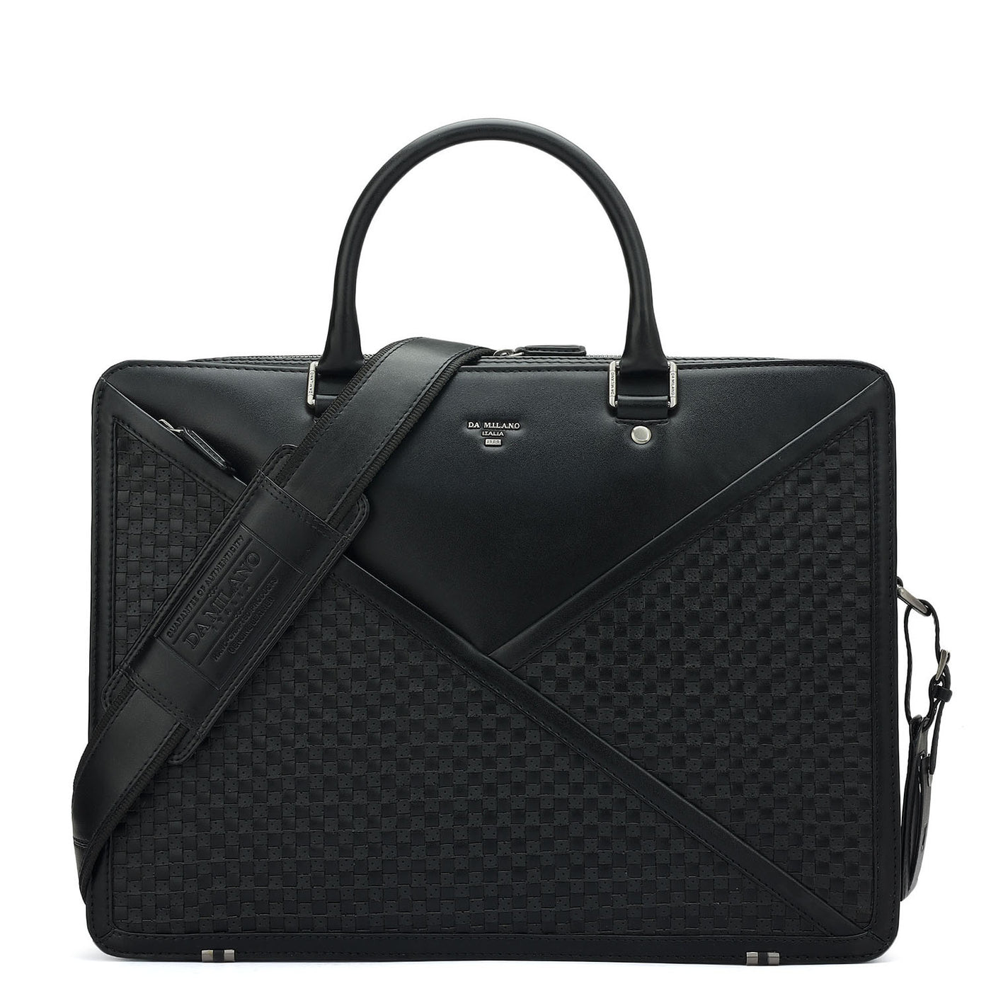 Mat Plain Leather Laptop Bag - Black