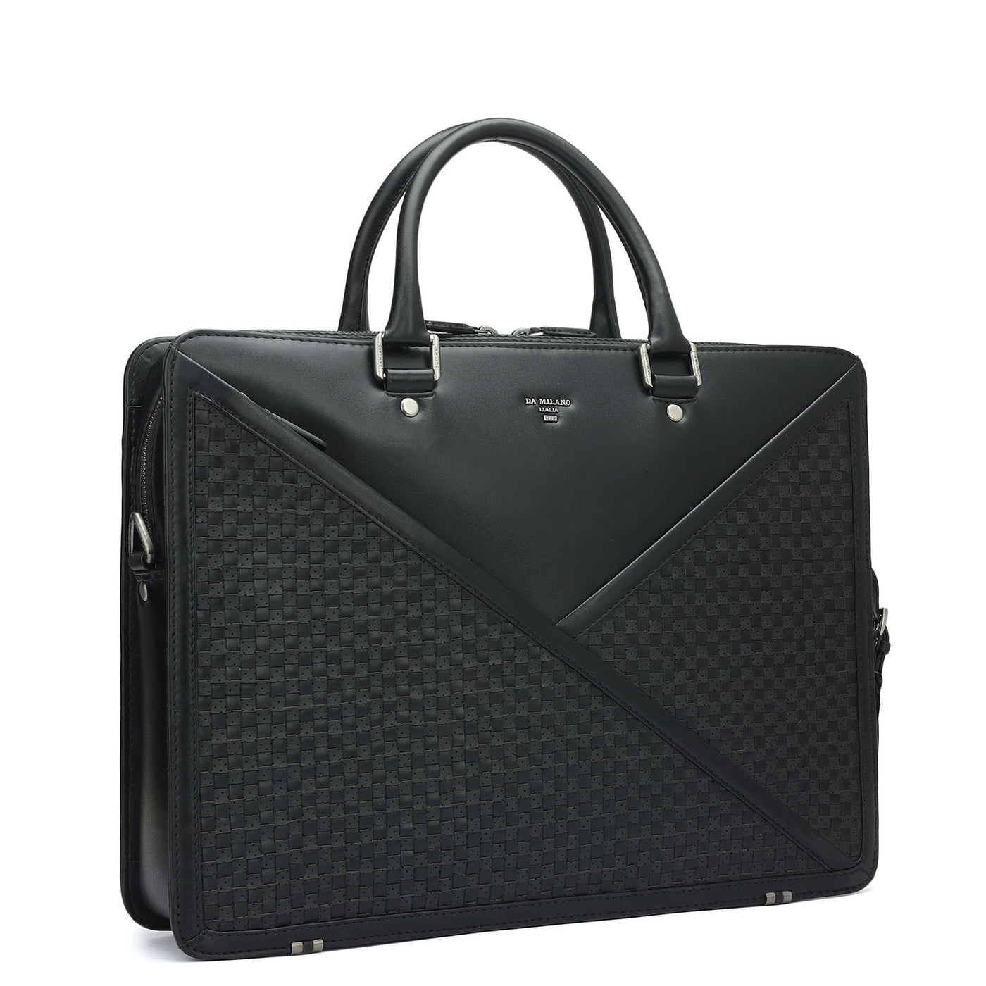 Mat Plain Leather Laptop Bag - Black