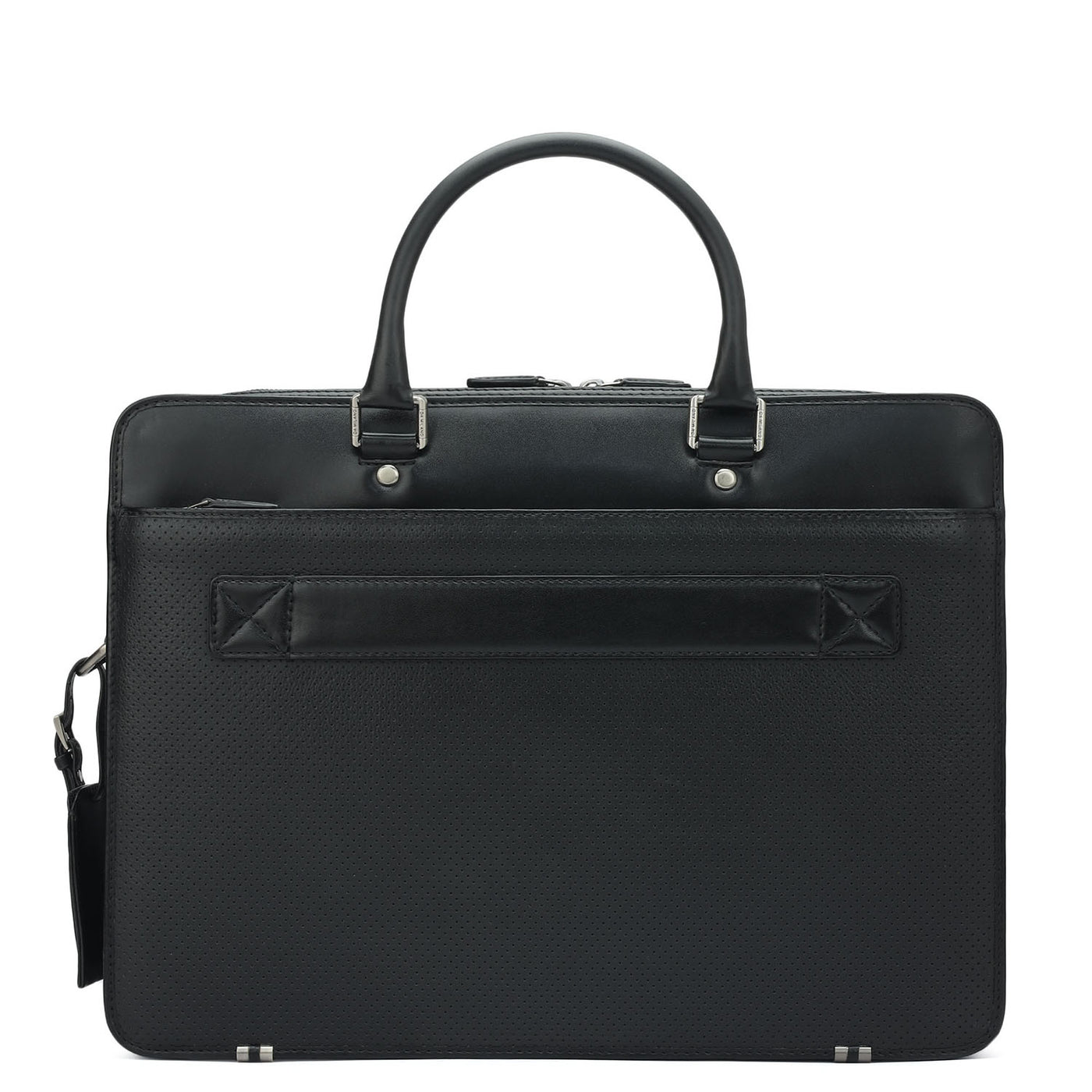 Mat Plain Leather Laptop Bag - Black