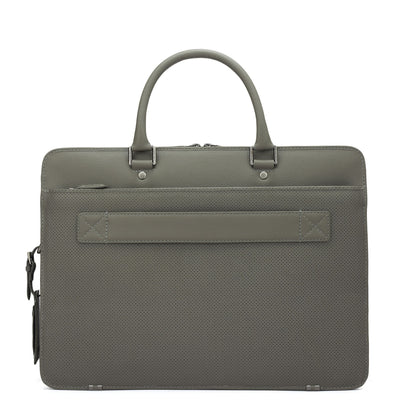 Mat Plain Leather Laptop Bag - Grey