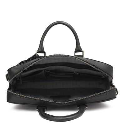 Croco Franzy Leather Laptop Bag - Black