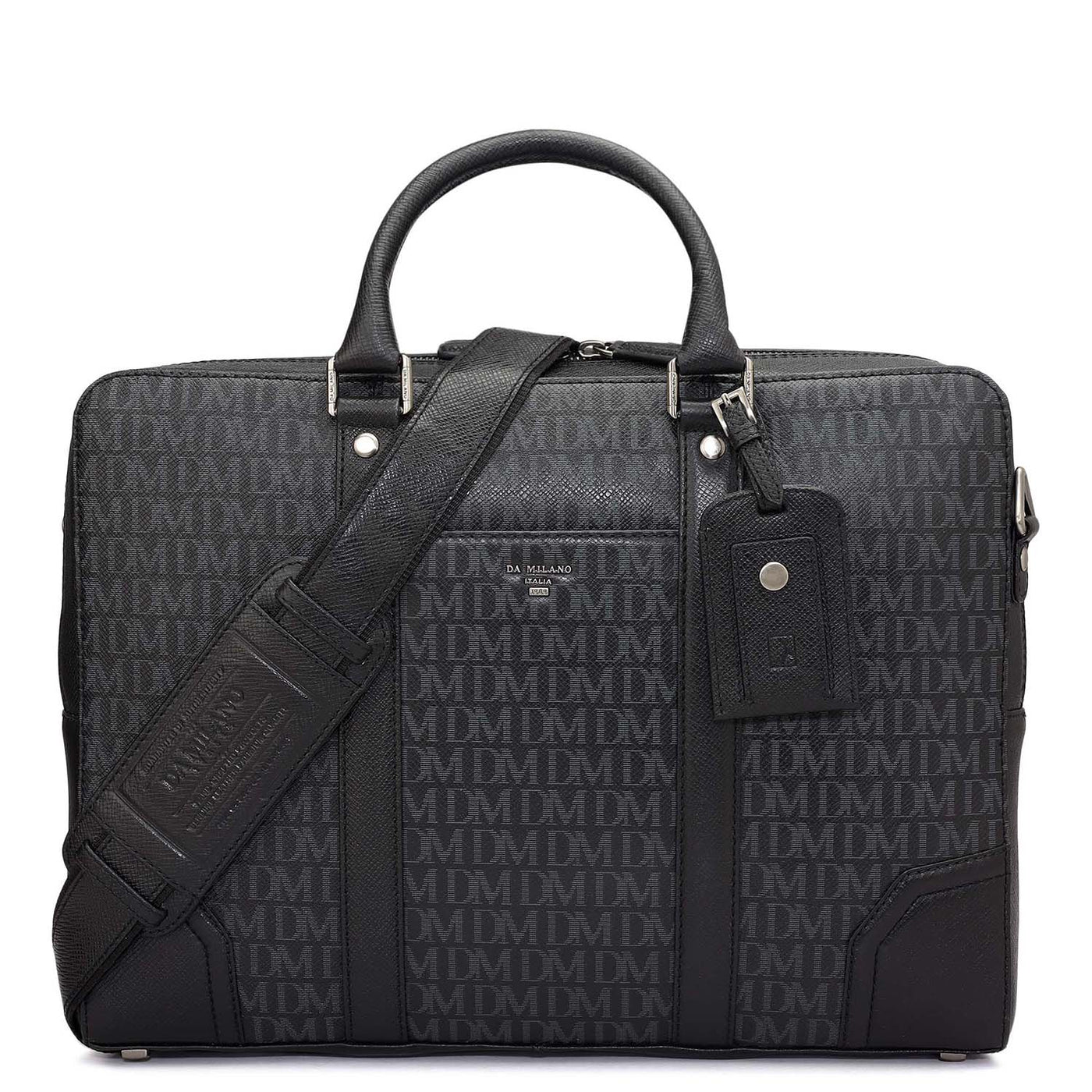 Monogram Franzy Leather Laptop Bag - Black