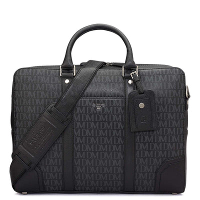 Monogram Franzy Leather Laptop Bag - Black