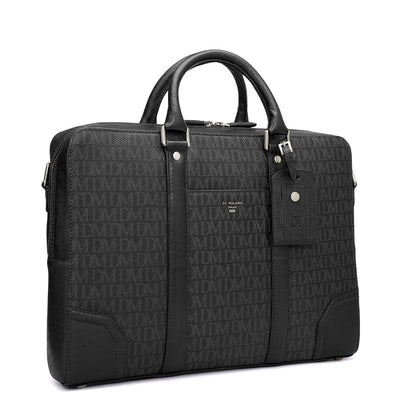 Monogram Franzy Leather Laptop Bag - Black