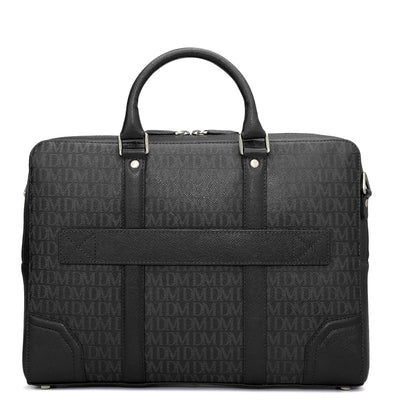 Monogram Franzy Leather Laptop Bag - Black