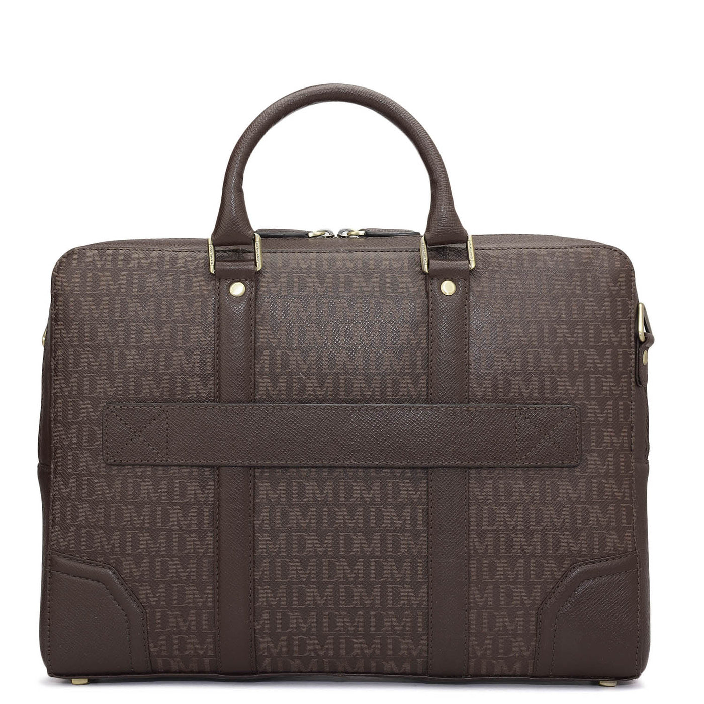 Monogram Franzy Leather Laptop Bag - Chocolate