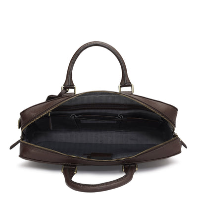 Monogram Franzy Leather Laptop Bag - Chocolate