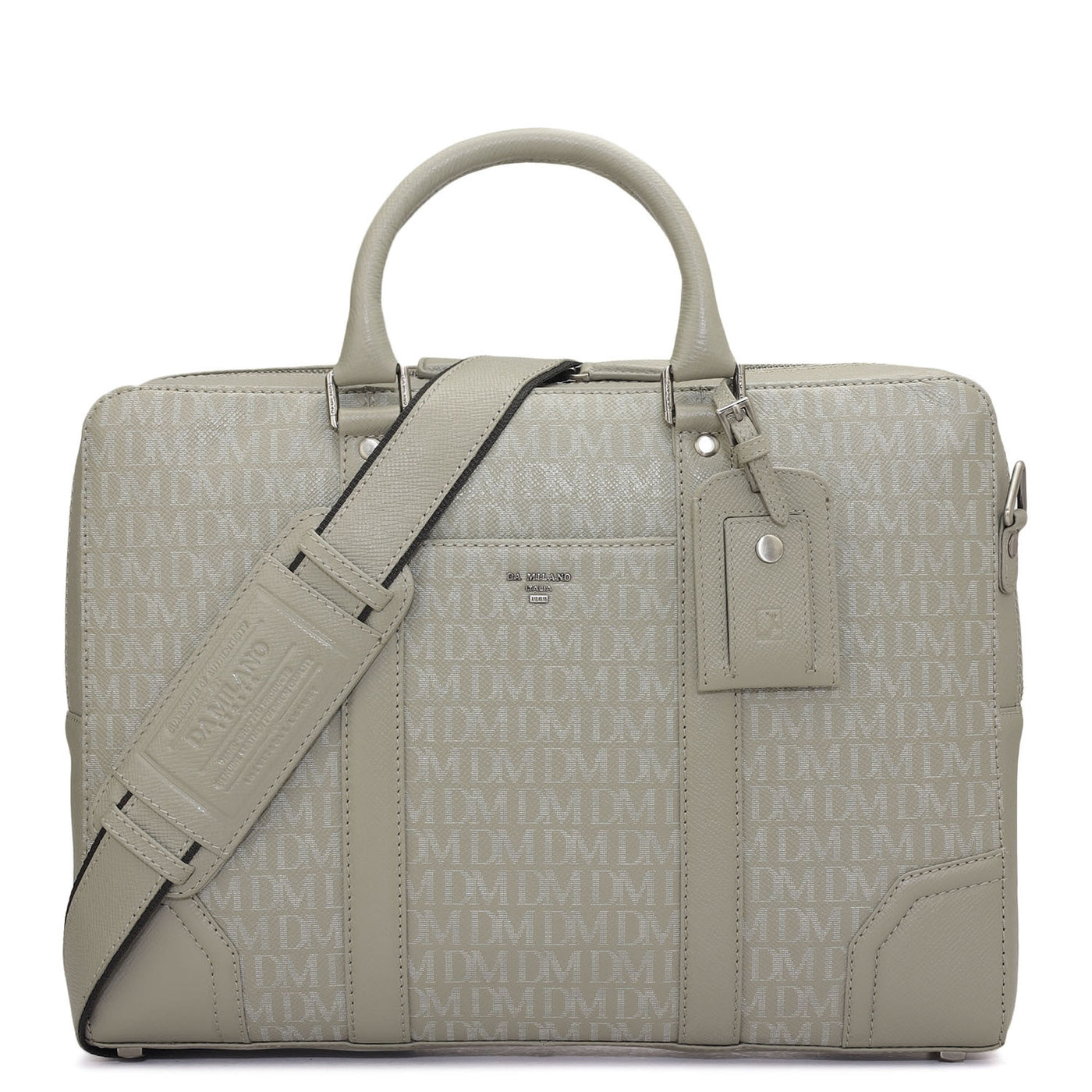 Monogram Franzy Leather Laptop Bag - Stone Grey