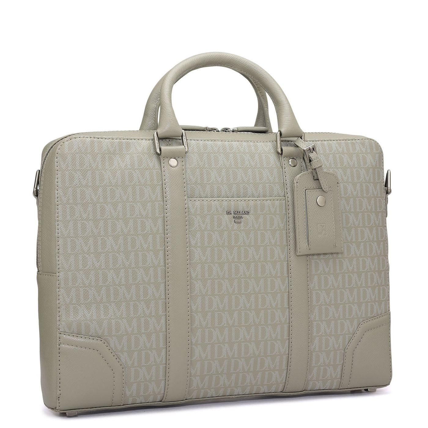 Monogram Franzy Leather Laptop Bag - Stone Grey