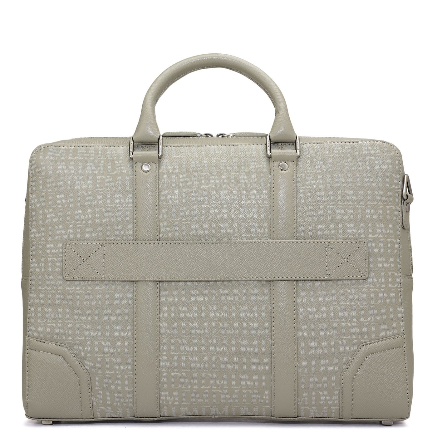 Monogram Franzy Leather Laptop Bag - Stone Grey