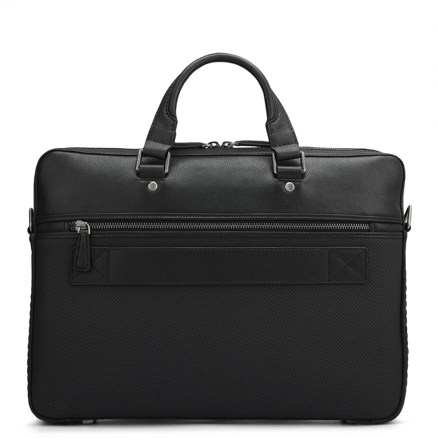 Punch Mat Leather Laptop Bag - Black