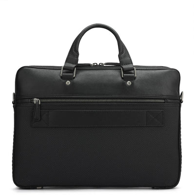 Punch Mat Leather Laptop Bag - Black