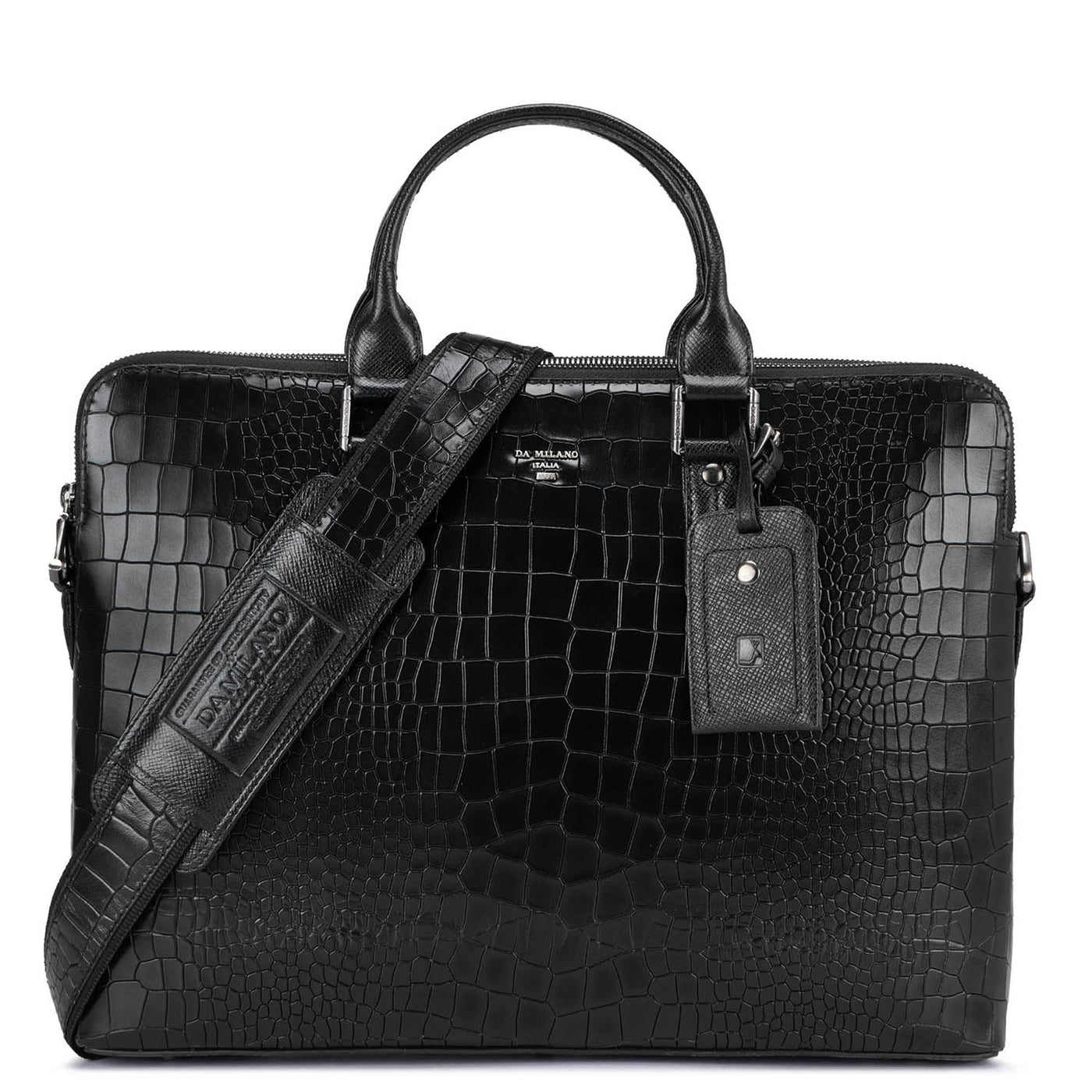 Black Croco Leather Computer Bag Upto 14 Da Milano