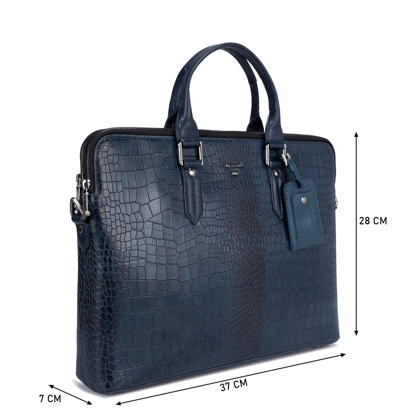 Navy Croco Leather Computer Bag - Upto 14"