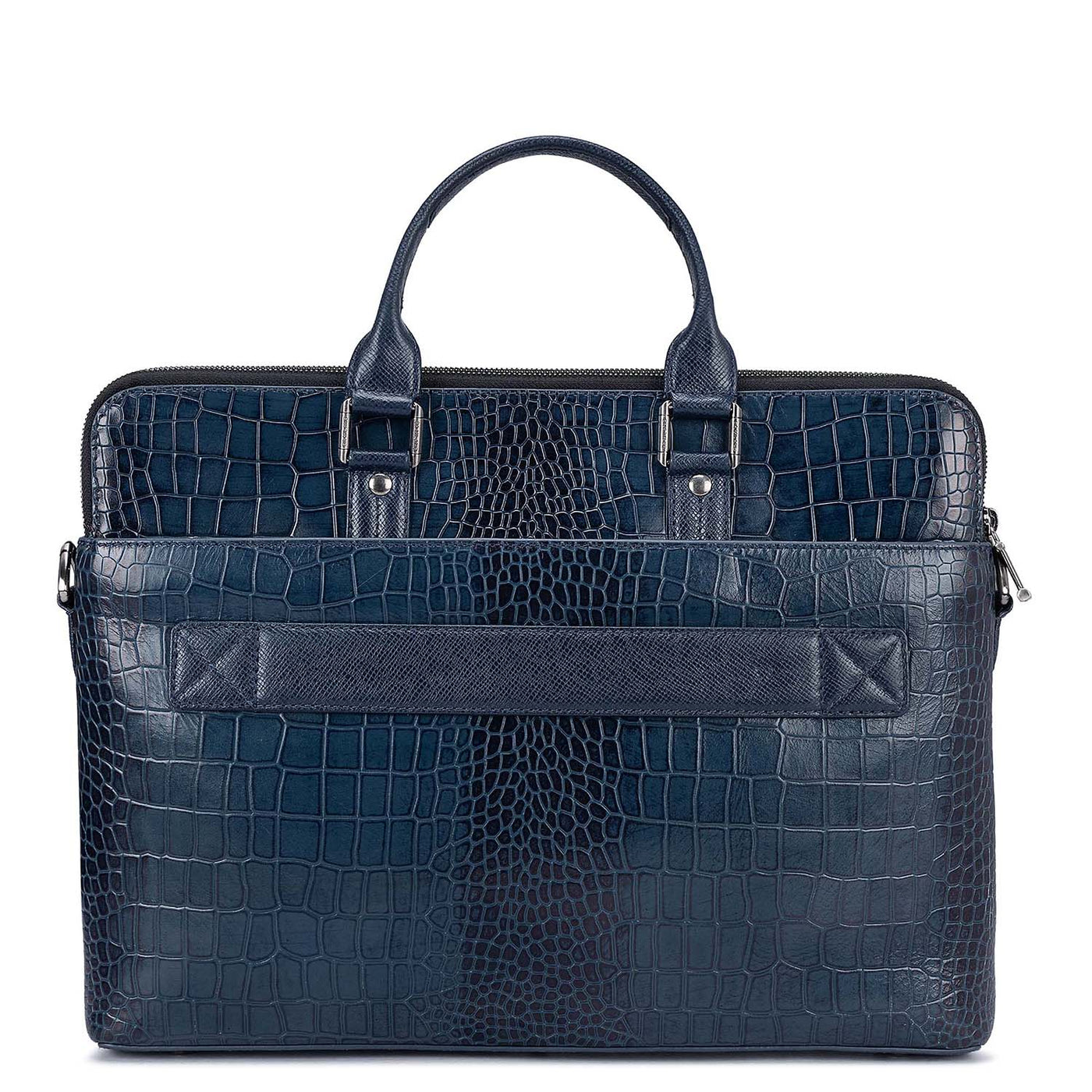 Navy Croco Leather Computer Bag - Upto 14"