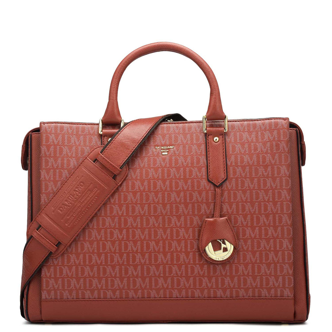 Monogram Franzy Leather Laptop Bag - Brick