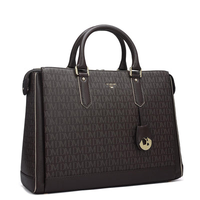 Monogram Franzy Leather Laptop Bag - Chocolate