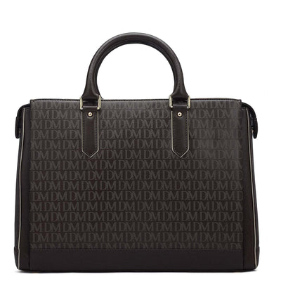 Monogram Franzy Leather Laptop Bag - Chocolate