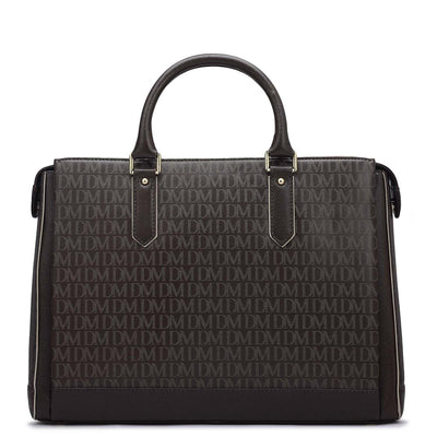 Monogram Franzy Leather Laptop Bag - Chocolate