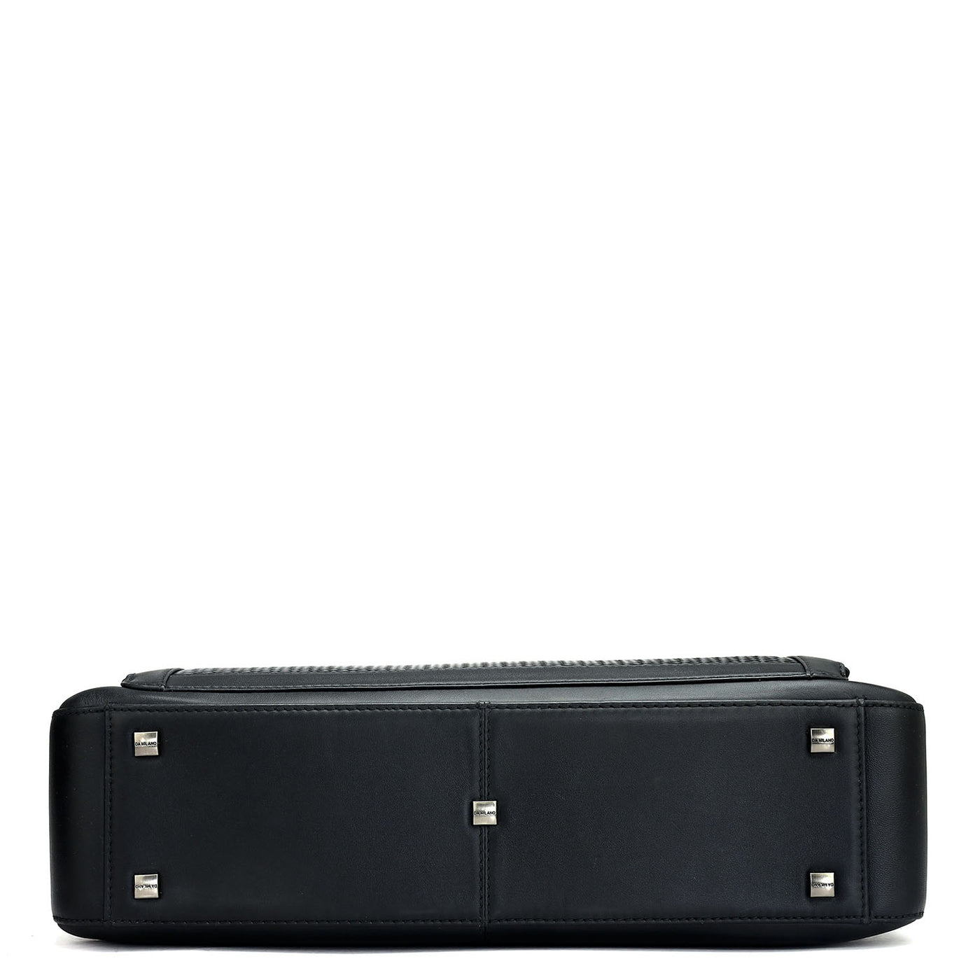 Mat Emboss Plain Leather Laptop Bag - Black