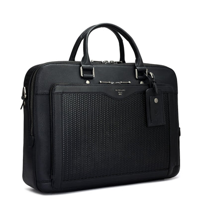 Mat Emboss Vianna Leather Laptop Bag - Black