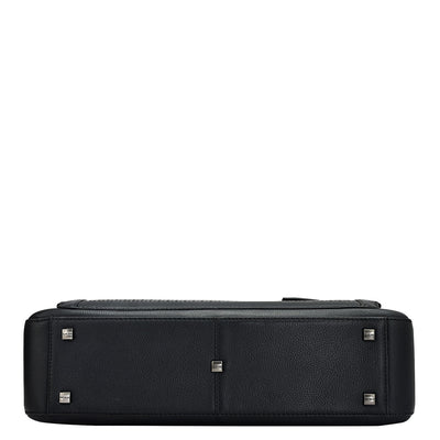 Mat Emboss Vianna Leather Laptop Bag - Black