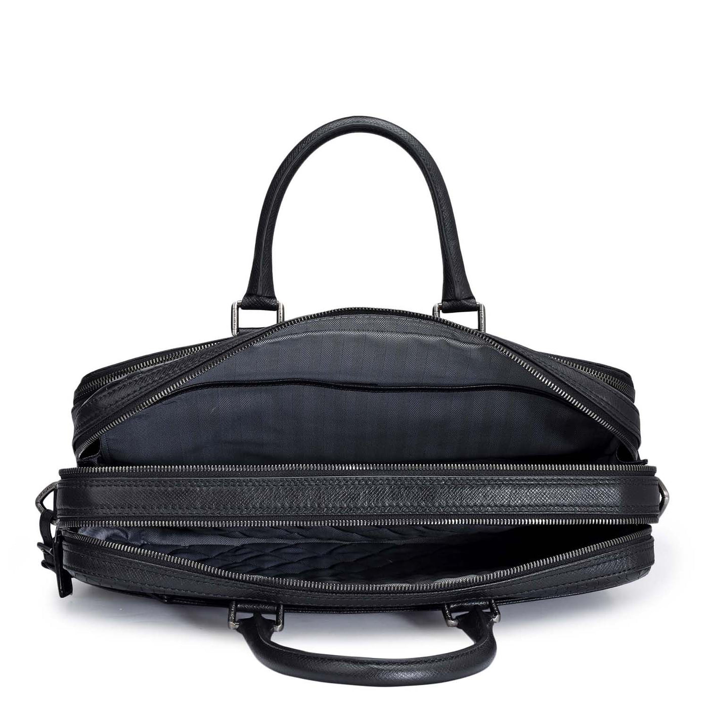 Croco Leather Laptop Bag - Black