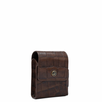 Croco Leather Cigarette Case - Brown