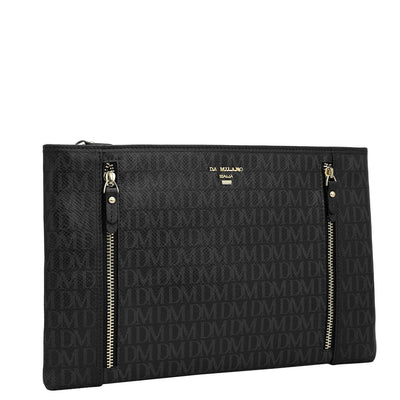 Small Monogram Leather Clutch - Black