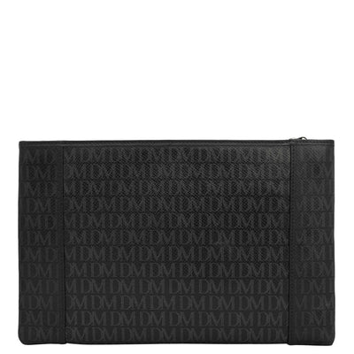 Small Monogram Leather Clutch - Black