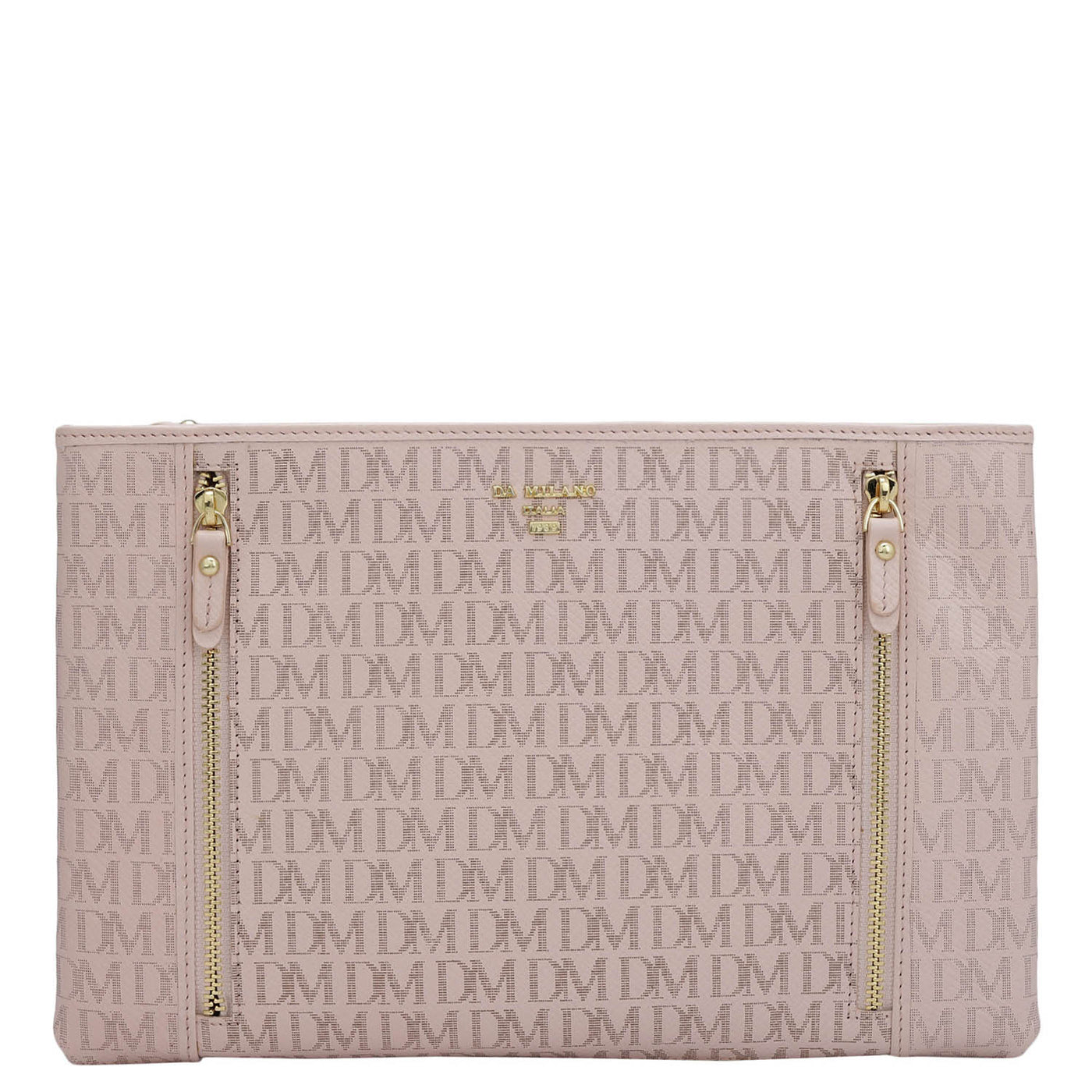 Small Monogram Leather Clutch Blush Da Milano