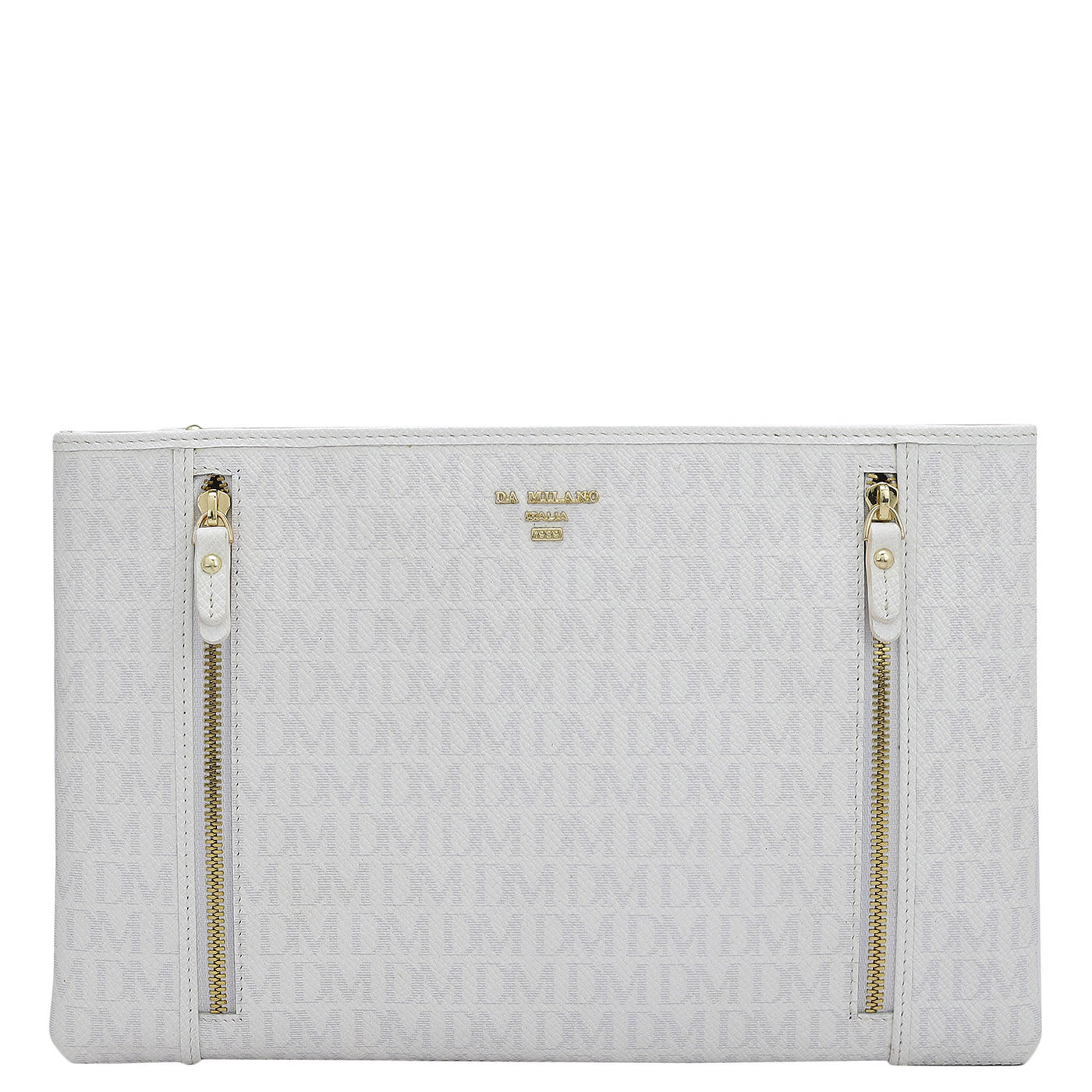 Small Monogram Leather Clutch - White