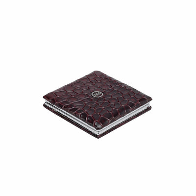 Croco Leather Leather Mirror - Wine