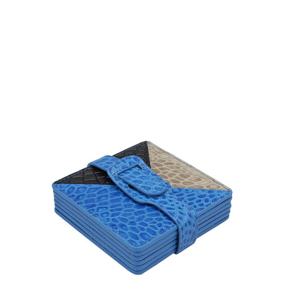 Croco Leather Coaster - Blue