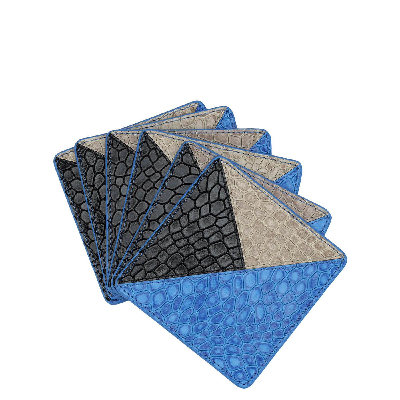 Croco Leather Coaster - Blue