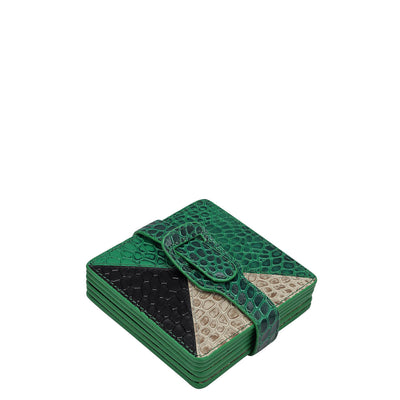 Croco Leather Coaster - Sea Weed