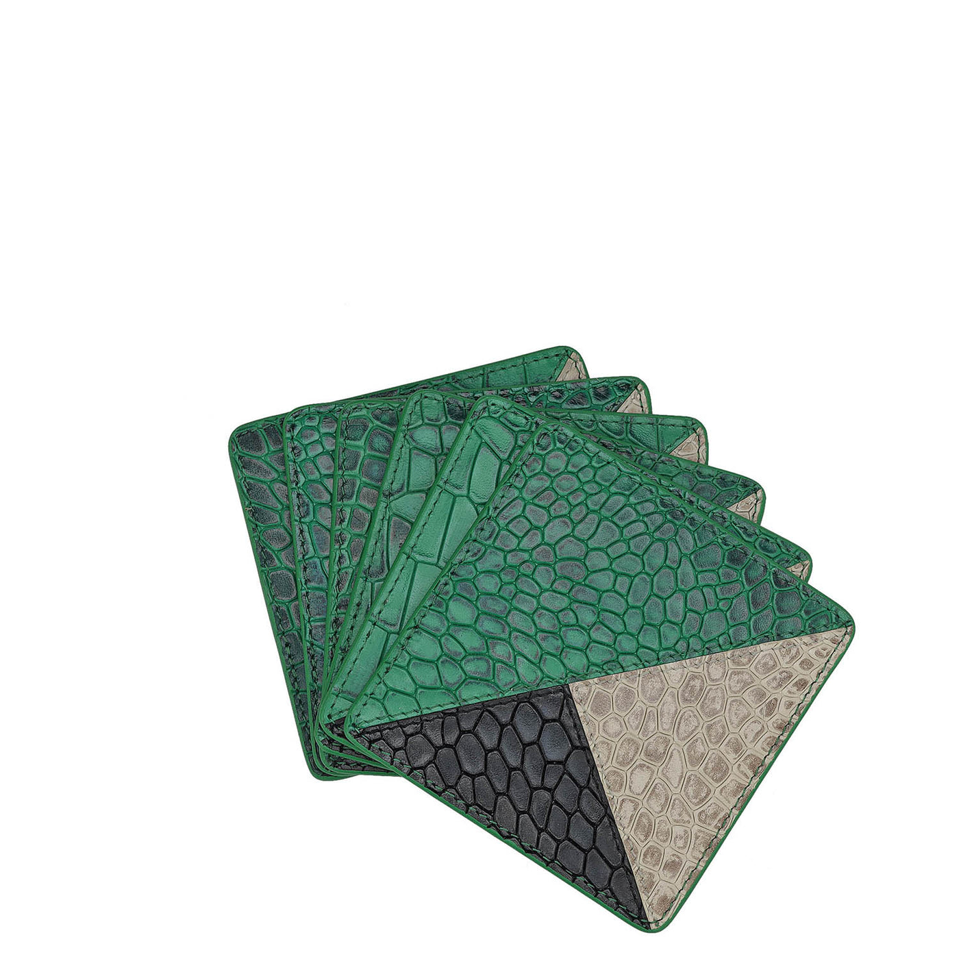 Croco Leather Coaster - Sea Weed