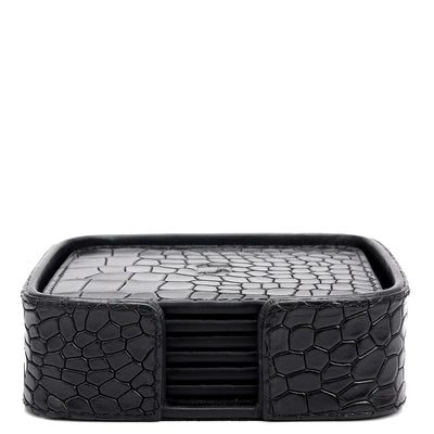 Croco Leather Desktop Set - Black