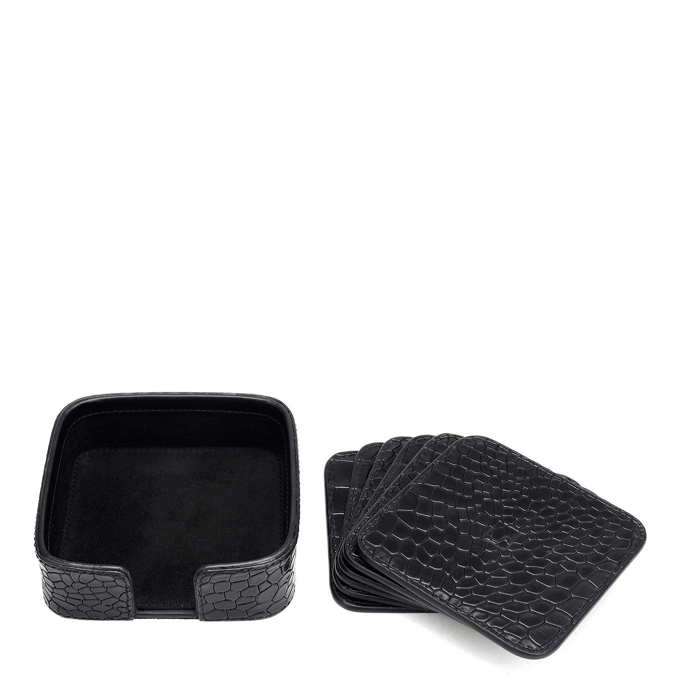 Croco Leather Desktop Set - Black