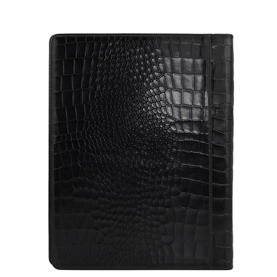 Croco Leather Folder - Black