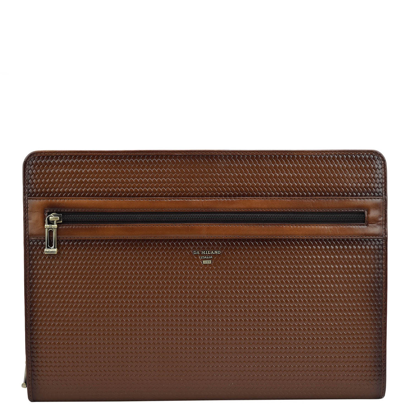 Mat Emboss Leather Folder - Cognac