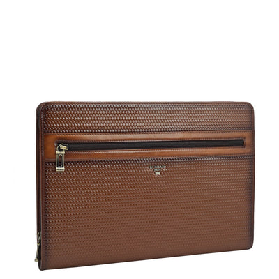 Mat Emboss Leather Folder - Cognac